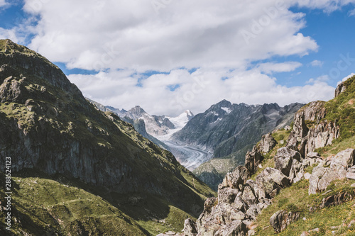 Panorama of mountains scene in national park Switzerland
