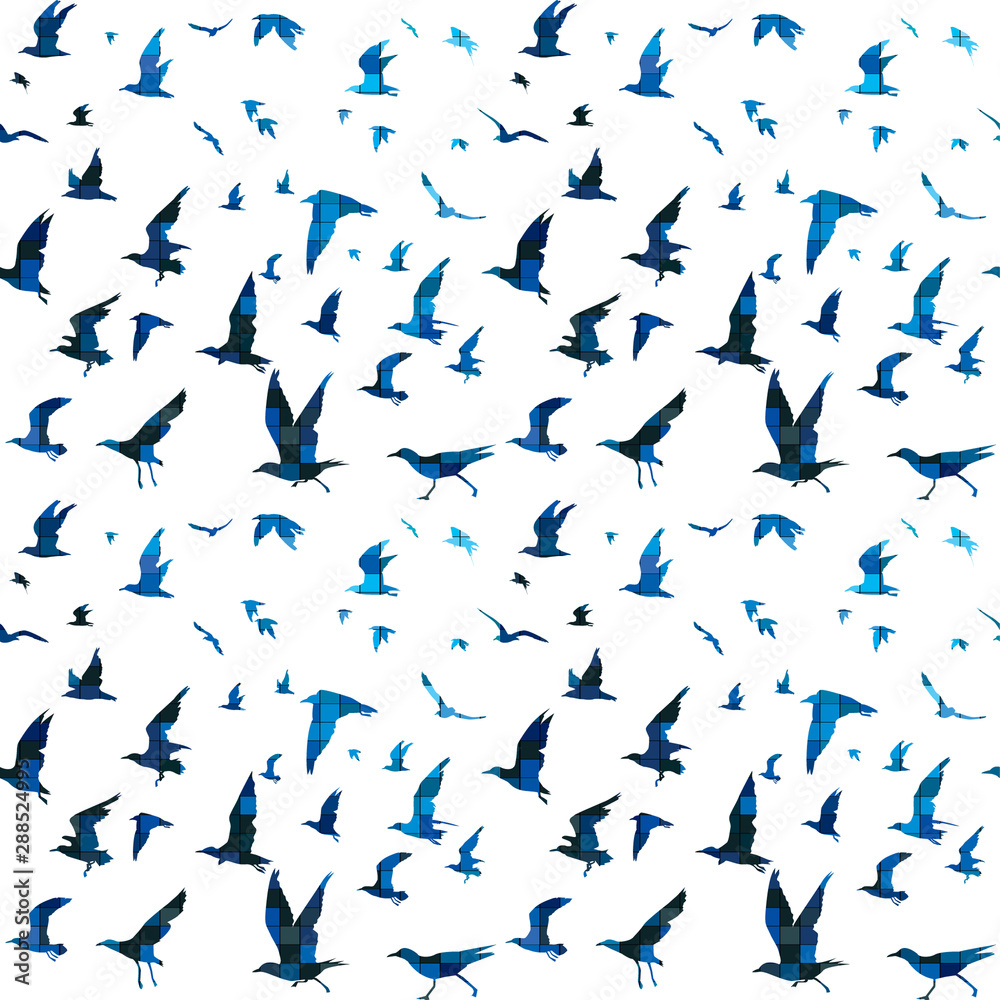 Birds with mosaic tile pattern
