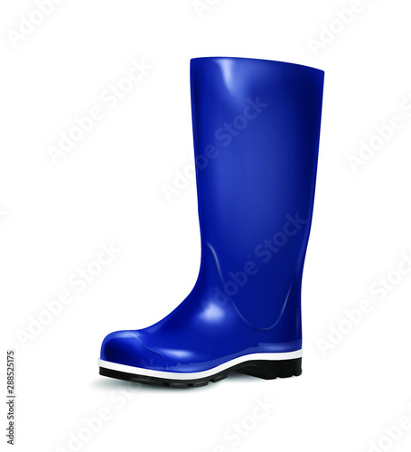 Blue rubber boots isolated on a white background. Rain boots, autumn shoes. Vector illustration.