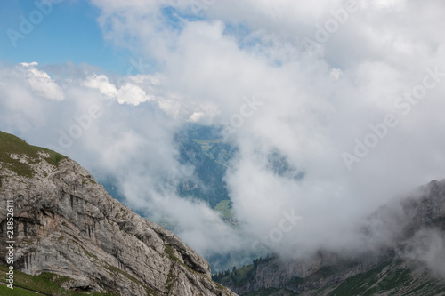 Panorama view of mountains scene from top Pilatus Kulm in Lucerne