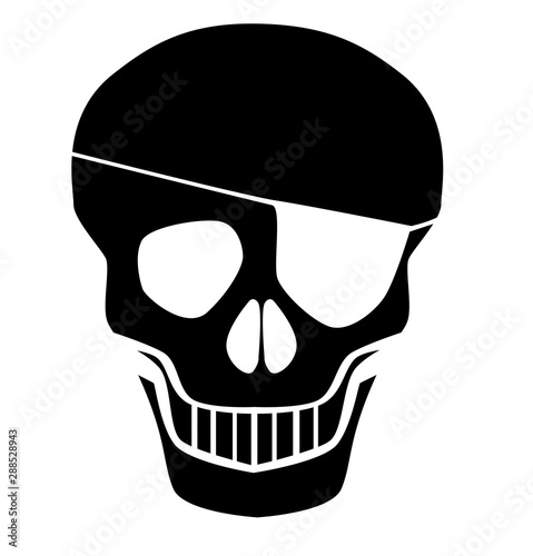 Black Skull Silhouette With Eye Patch