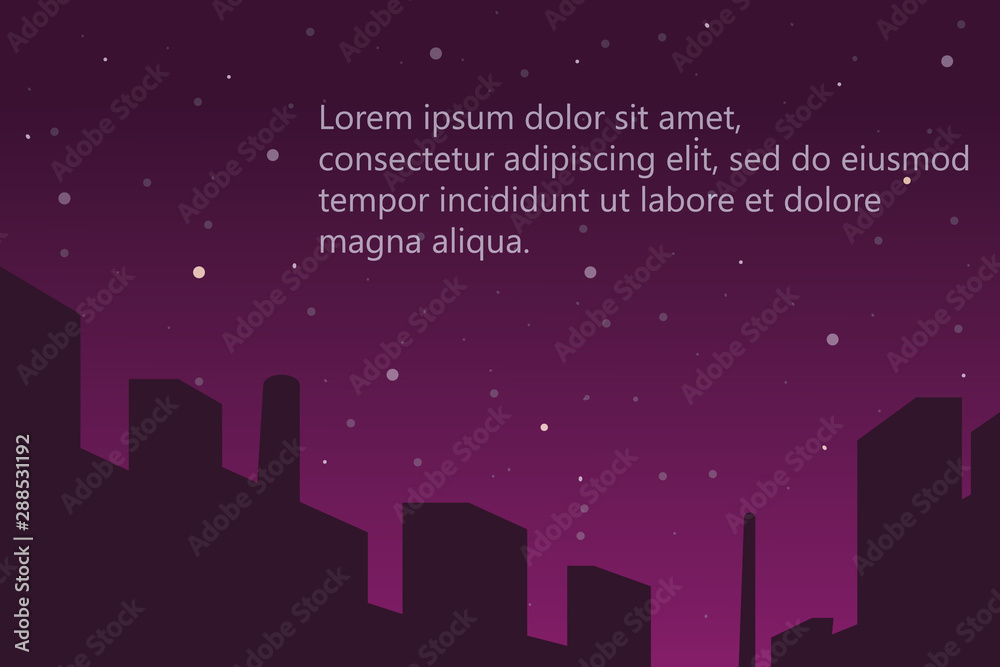 Night city sky with stars. Space for the message
