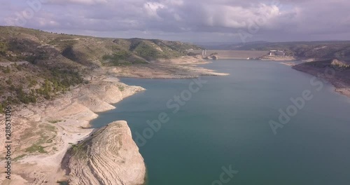 Drone view of Collection dam on the background