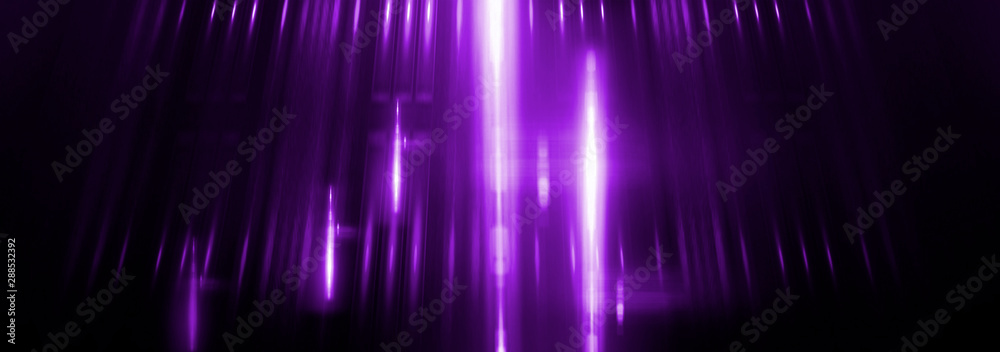 Empty stage. Violet neon, abstract blue background. Rays of searchlights, light, abstract tunnel, corridor.
