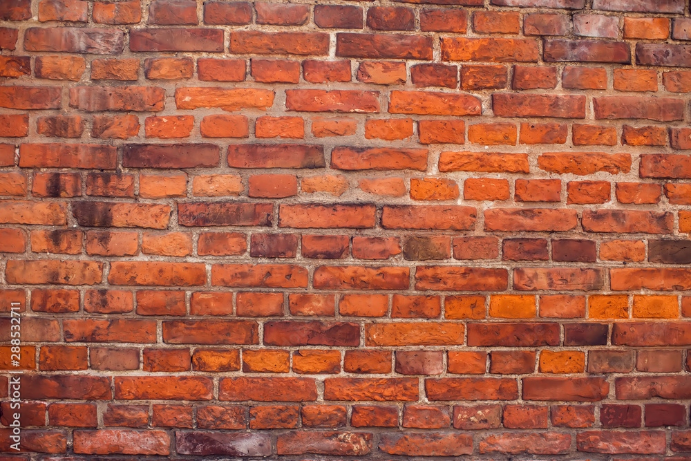 Obraz premium Red bricks wall background. Old building surface
