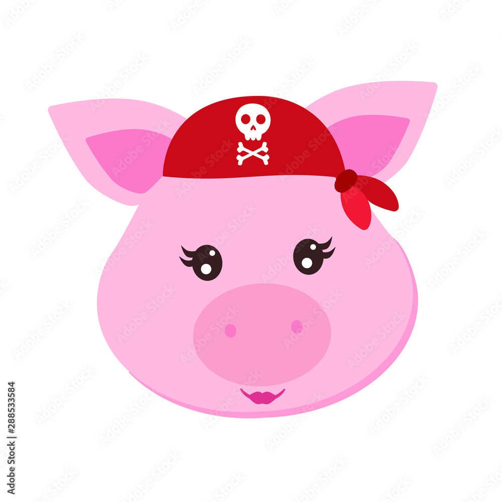 Pig pirate, cartoon, vector illustration Pig pirate, cartoon, vector illustration