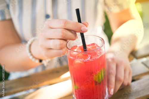 girl drinking cold drink beverage cocktail