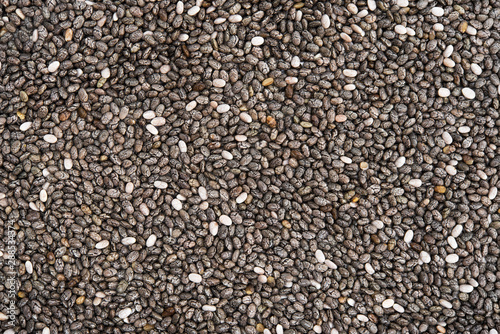 Closeup macro of chia seeds grain