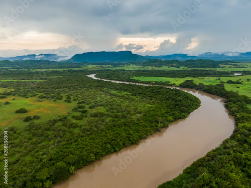 Beautiful aerial view of the Tempisque River in Palo Verde Nacional Park