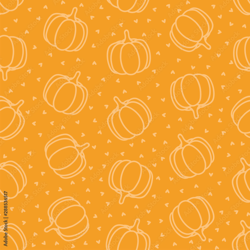 Orange seamless pattern with pumpkins Orange seamless pattern with pumpkins