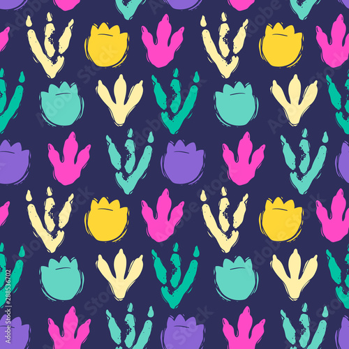 Abstract seamless vector pattern for girls, boys, clothes. Creative background with Jurassic period, dinosaur creative Funny wallpaper for textile and fabric. Fashion style. Colorful bright