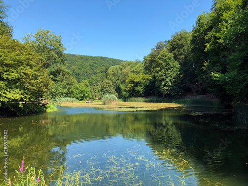 Artificial lakes in a Forest park Jankovac or Umjetna jezera u Park sumi Jankovac - Papuk nature park, Croatia photo