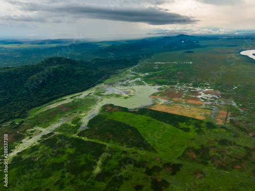 Beautiful aerial view of the Wetland conservation area in Palo Verde Nacional Park in Costa Rica