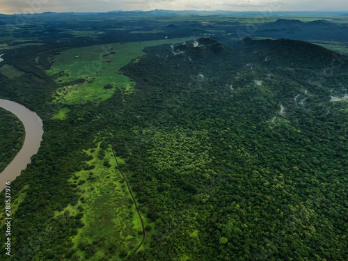 Beautiful aerial view of the Wetland conservation area in Palo Verde Nacional Park in Costa Rica
