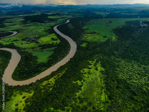 Beautiful aerial view of the Tempisque River in Palo Verde Nacional Park © Gian