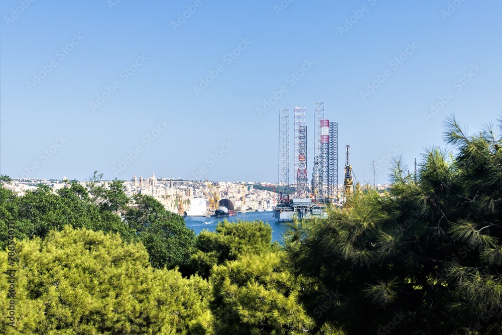 Malta, Valletta, August 2019. View of the shores of the bay. Malta, Valletta, August 2019. View of the shores of the bay.
