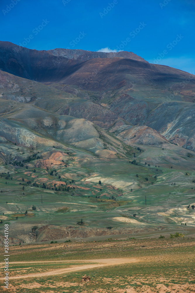 Naklejka premium Different colored mountains in near Mongolian Altai mountains, Russia.
