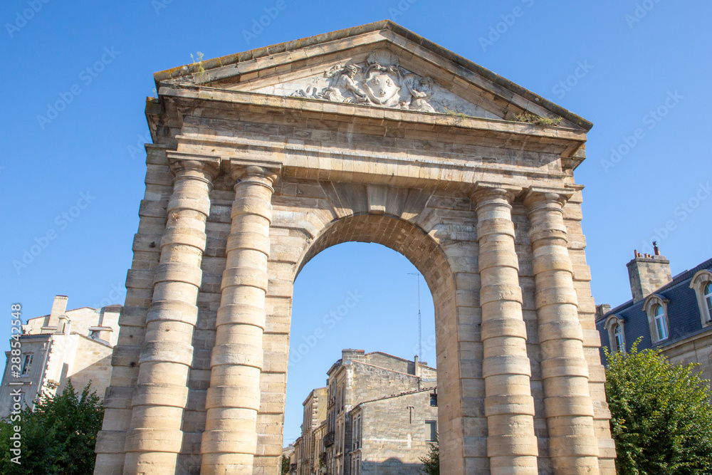 Gate Porte d'Aquitaine arch on Place de la Victoire Square entrance to the city Bordeaux France