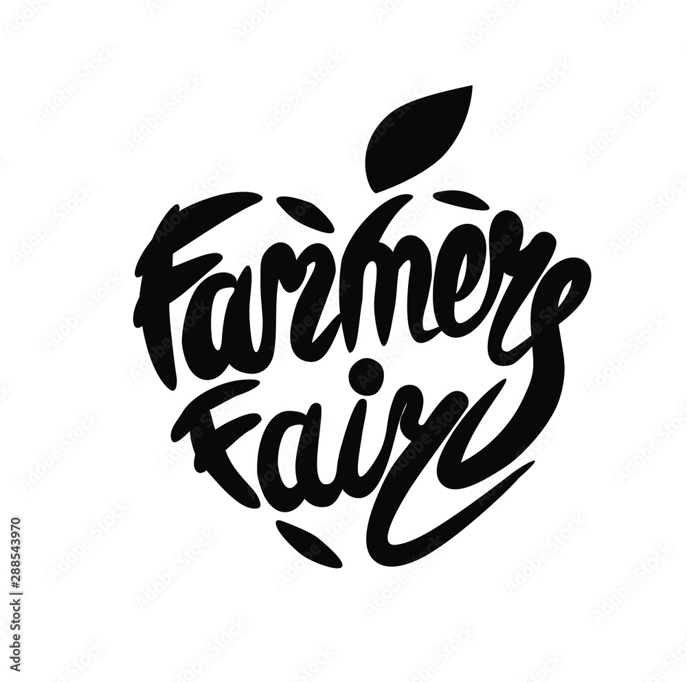 Obraz premium Farmers Faie vector lettering logo with leaf.