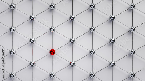 Red sphere network structure. Connection abstract design. Top View © htpix