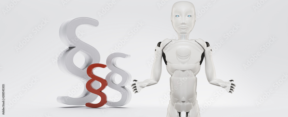 Fototapeta premium paragraph symbol artificial intelligence robot white 3d-illustration