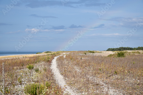 Rainbow by the coast of Baltic Sea in Sweden