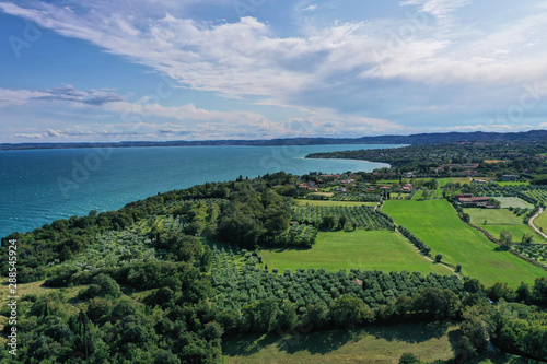 Aerial photography with drone, Rocca di Manerba in Garda lake,Italy. © Berg