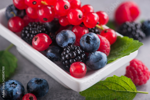 Closeup of fresh berry, currants, blueberry, raspberry