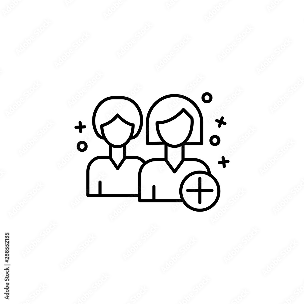Add friend girls social media icon. Element of friendship icon Add friend girls social media icon. Element of friendship icon