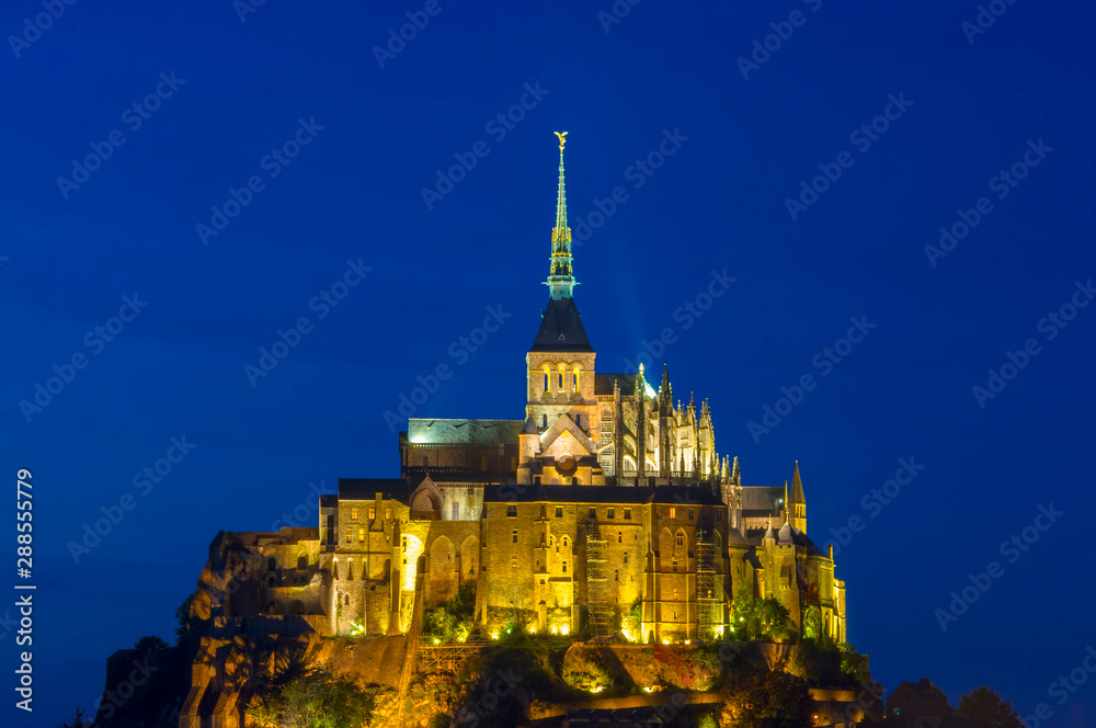 Saint Michel famous castlein France. night scene Saint Michel famous castlein France. night scene