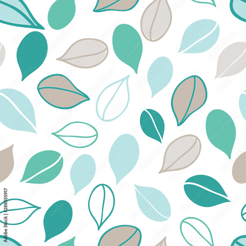 Aqua leaves vector seamless pattern. Floating leaf surface pattern. Aqua leaves vector seamless pattern. Floating leaf surface pattern.