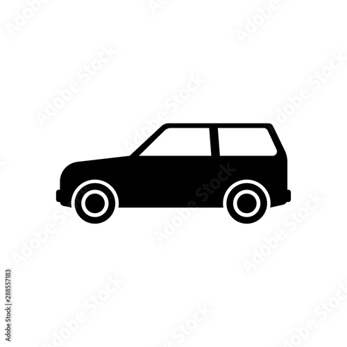 Car icon. Black silhouette. Side view. vector drawing. Isolated object on a white background. Isolate.