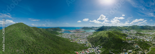 Schilderij op canvas Panoramic drone view over Philipsburg in Saint Martin Sint Maarten