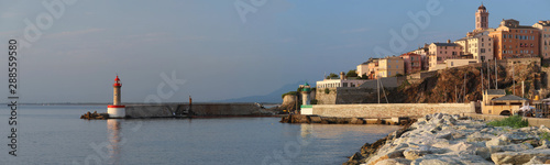 View to Bastia old city center, lighthouse and harbour. Bastia is second biggest town on Corsica, France, Europe. photo