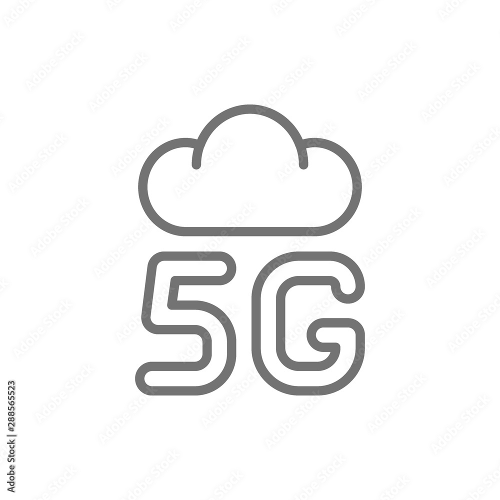 Vector 5G internet cloud system line icon. Vector 5G internet cloud system line icon.