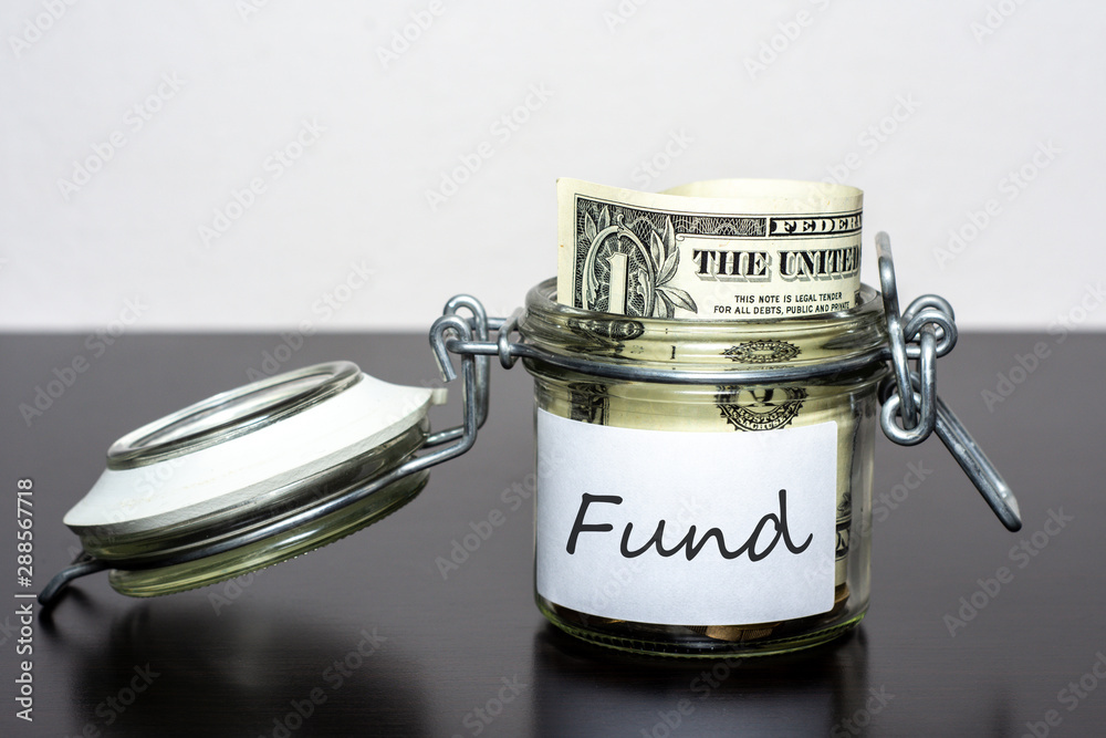 One US dollar note in the jar for Fund