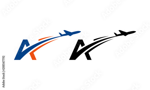 A Letter with Aviation Logo Design