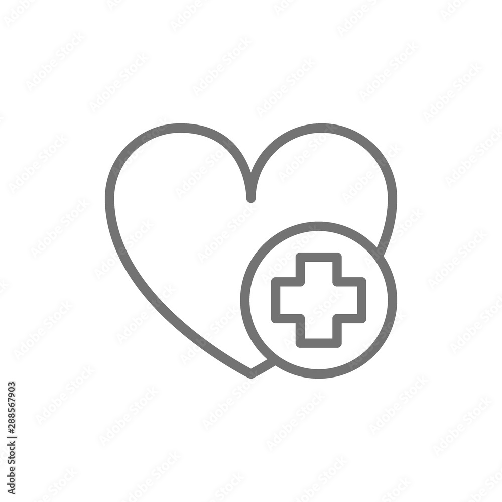 First aid for heart attack line icon. First aid for heart attack line icon.