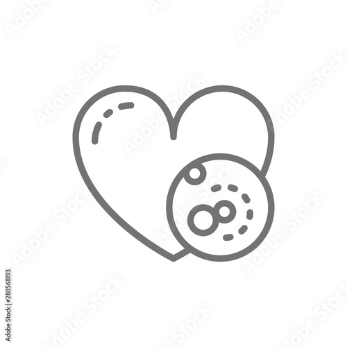 Vector problems with heart, thrombus line icon.