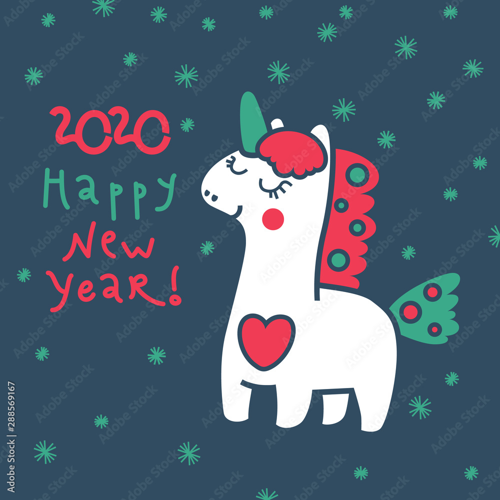 Magic unicorn in the winter, for your design Magic unicorn in the winter, for your design