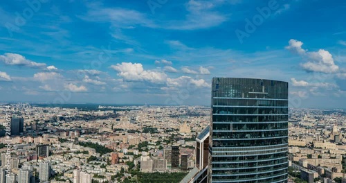 Aerial view of the city. 4k. Time lapse. Moscow arial view photo