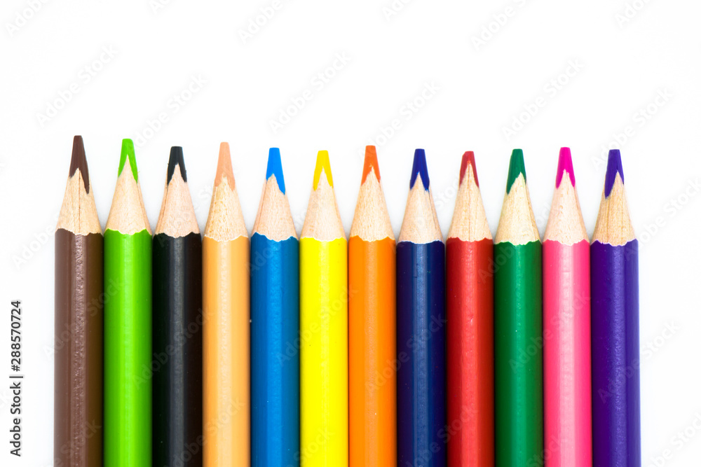 Professional color pencils isolated on white background Professional color pencils isolated on white background