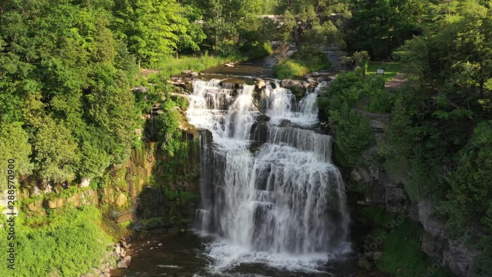 Aerial Video above Chittenango Falls State Park Cascade in Upstate New York