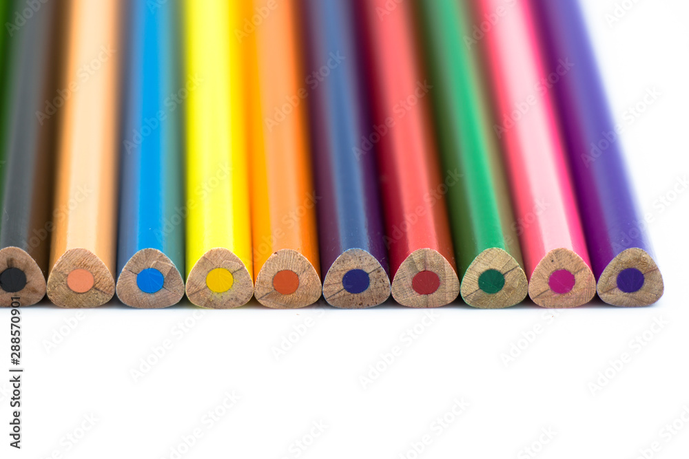 Professional color pencils isolated on white background Professional color pencils isolated on white background