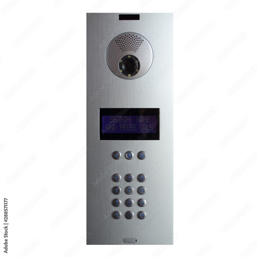 intercom video and voice connection security system isolated on white background intercom video and voice connection security system isolated on white background