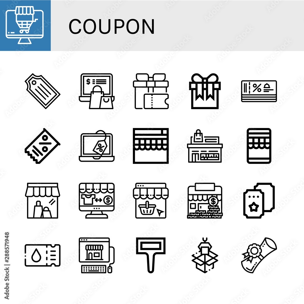 Set of coupon icons such as Online shopping, Tag, Gift, Discount, Coupon, Online shop, Store, Shop, Ticket, Label, Packaging, Diploma , coupon Set of coupon icons such as Online shopping, Tag, Gift, Discount, Coupon, Online shop, Store, Shop, Ticket, Label, Packaging, Diploma , coupon