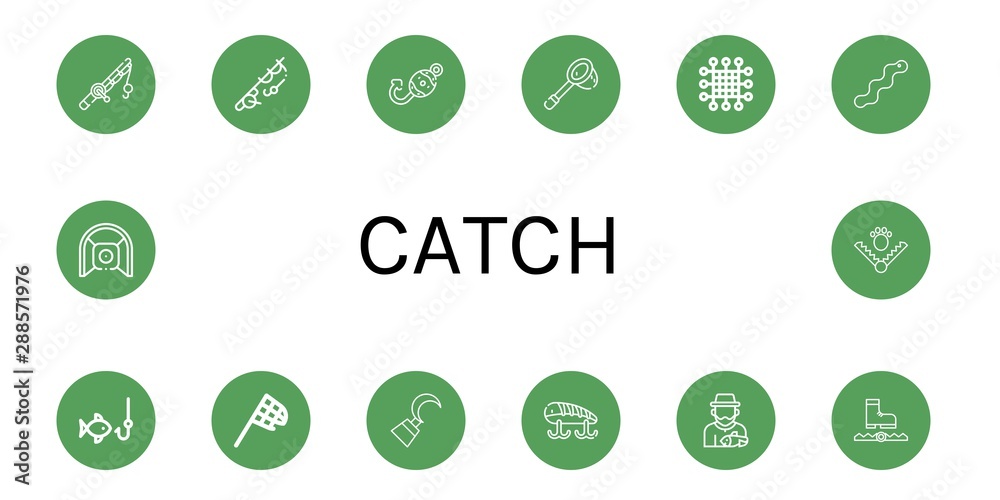 Set of catch icons such as Fishing rod, Fishing, Fish hook, Net, Worm, Butterfly net, Hook, Fishing baits, Fisherman, Trap , catch Set of catch icons such as Fishing rod, Fishing, Fish hook, Net, Worm, Butterfly net, Hook, Fishing baits, Fisherman, Trap , catch