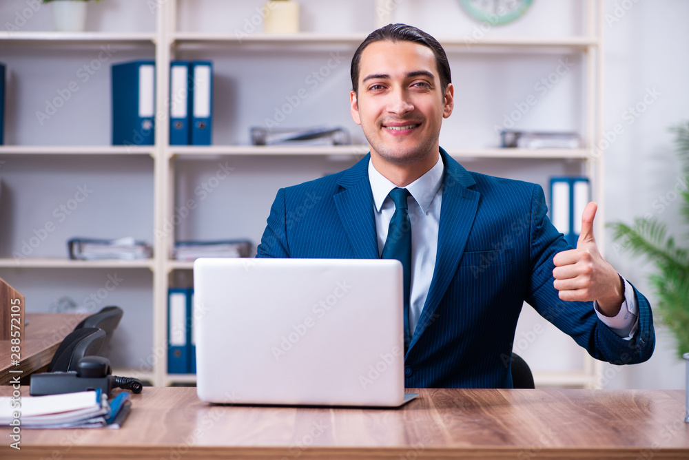 Young handsome businessman working in the office Young handsome businessman working in the office