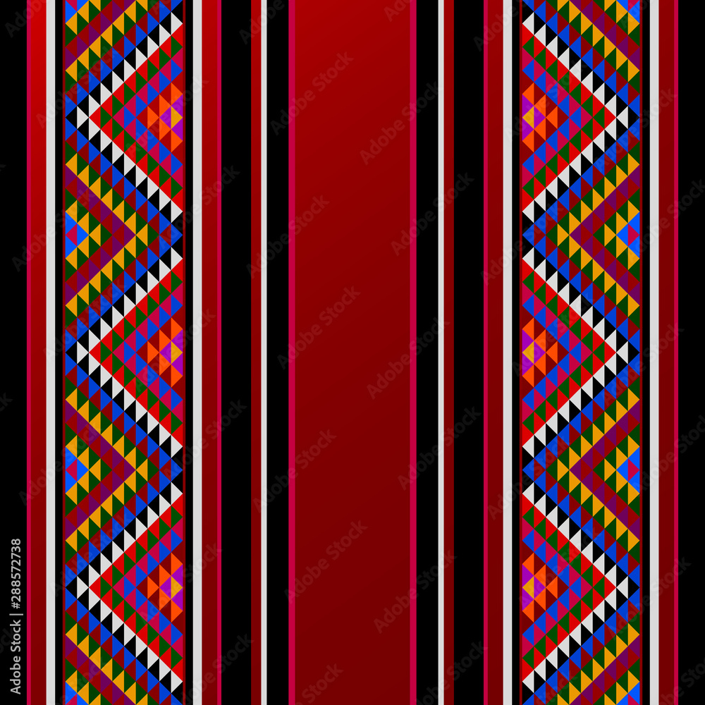Square Tile Multicolored Sadu Style Hand Weaving Arabian Patterns - obrazy, fototapety, plakaty 