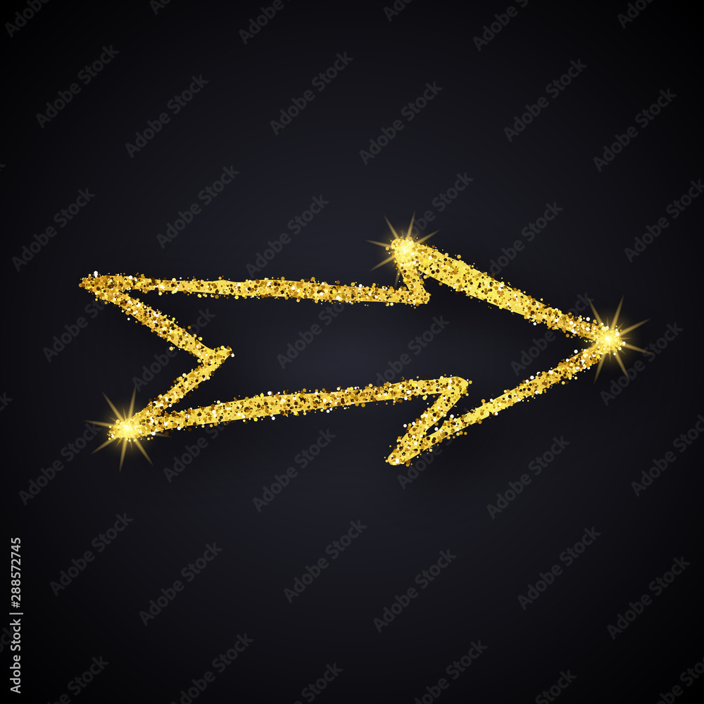 Gold glitter hand drawn arrow